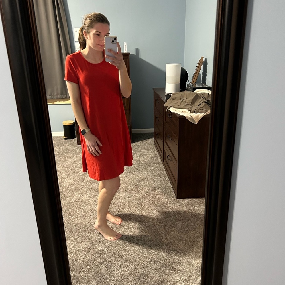 Architect Red Midi Sundress Casual Crew Neck